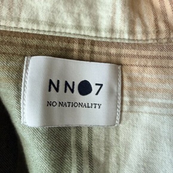 NN07 Julio Plaid Button-Up Shirt Medium 710 KHAKI STRIPE - Picture 7 of 8